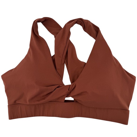 Fabletics Oasis Twist Front Sports Bra Rust Mahogany Athletic Workout Top 1X - Picture 3 of 5